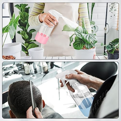 Rionisor Glass Spray Bottles with Silicone Sleeve Protection, Empty 16 oz Refillable Containers, Reusable Spray Bottles with Adjustable Nozzle for Hair, Cleaning Solutions, 3 Pack Grey&Blue&Pink - color: Grey&Blue&Pink, style: 3 Pack