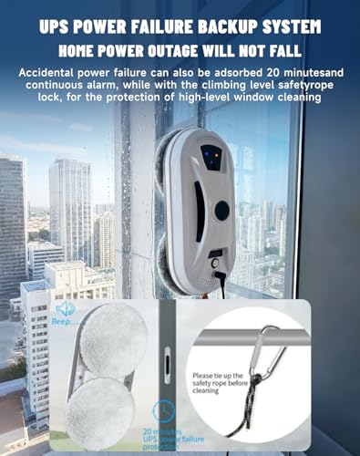Automatic Window Cleaning Robot, Robot Window Cleaner with AI Intelligent Positioning & Edge Detection & Powerful Suction, Anti-Drop Safety for High-Rise Glass & Large Bay Windows