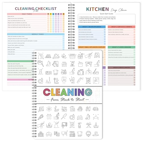 Cleaning Schedule for Adults - Checklist Organizer, Household Cleaning Checklist Notebook, 8.5" x 11", Daily Weekly Monthly Household Cleaning Notebook for Home, Family Cleaning Tasks, Home Improvement