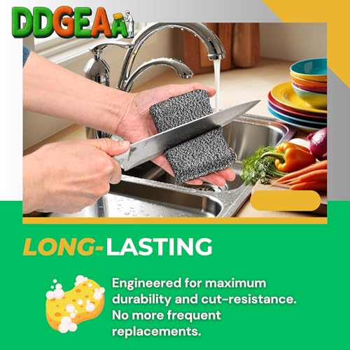 Heavy - Duty Kitchen Sponge - 20 Times More Durable, Scratch Free, Suitable for Non Stick Cookware Cut Resistant, Multi - Purpose Cleaning Supplies for Home, Bathroom (2 Pack Grey) - size: 2 Pack