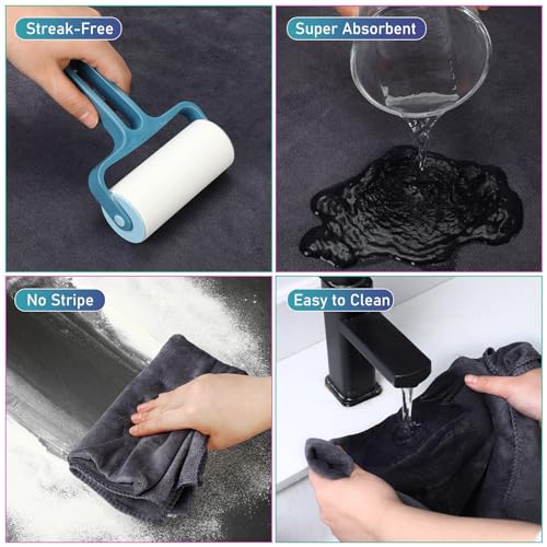 Newwiee 6 Pcs Extra Large Microfiber Cleaning Cloth 30" x 20" Washable Reusable Microfiber Towel Streak Free Lint Free Cloth for Cleaning Home Glass Office Window Bathrooms (Gray) - color: Gray