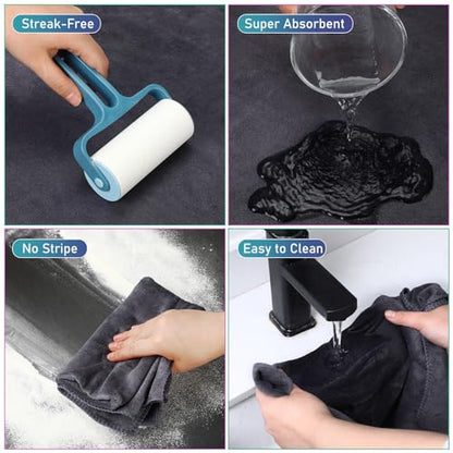 Newwiee 6 Pcs Extra Large Microfiber Cleaning Cloth 30" x 20" Washable Reusable Microfiber Towel Streak Free Lint Free Cloth for Cleaning Home Glass Office Window Bathrooms (Gray) - color: Gray