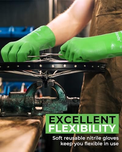 HANDLANDY Chemical Gloves, Heavy Duty Cleaning Gloves - color: Green (6 Pair), size: Small
