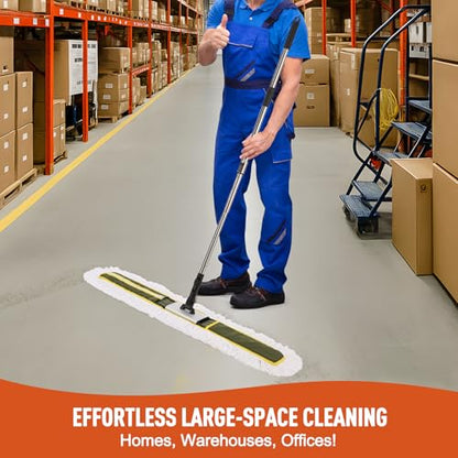 CLEANHOME 36" Commercial Dust Mop for Hardwood Floors, Tile, Laminate | Heavy Duty Industrial Mop with Telescopic Handle, 2 Washable Microfiber Pads, Cleaning for Home, Warehouse, Office
