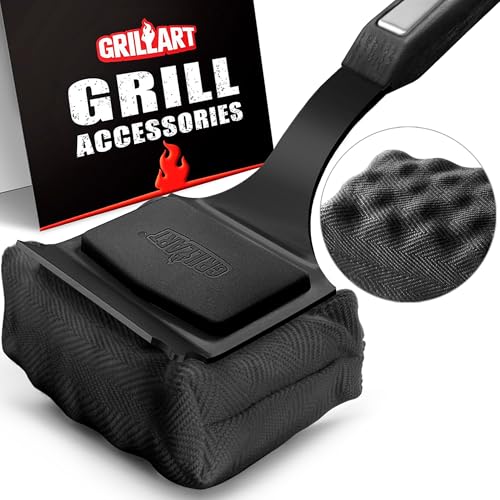 GRILLART Grill Brush Bristle Free. SteamWizards BBQ Replaceable Cleaning Head, Seamless-Fit Scraper Tools for Cast Iron/Stainless-Steel Grates Griddle, Safe Barbecue Grill Cleaner Brush-Dark Black - color: Dark Night