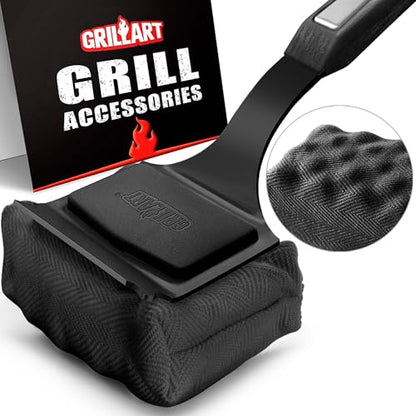 GRILLART Grill Brush Bristle Free. SteamWizards BBQ Replaceable Cleaning Head, Seamless-Fit Scraper Tools for Cast Iron/Stainless-Steel Grates Griddle, Safe Barbecue Grill Cleaner Brush-Dark Black - color: Dark Night