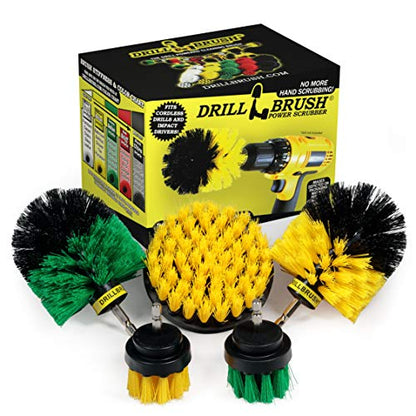 Drillbrush 5 Piece Bundle - Add a 2-inch Flat Brush and Original Brush to Our 3 Piece Bathroom kit to Make The Ultimate Household Cleaning Kit