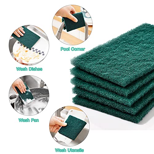 Heavy Duty Scour Pads Sponge Dish Scrubber Non-Scratch Green Reusable Household Scrub Pads for Kitchen and Dish Cleaning Tool (12Pcs) - style: 12Pcs