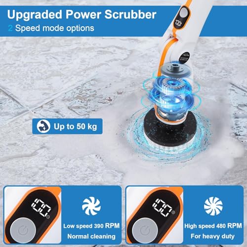 Electric Spin Scrubber with Extendable Handle & 4 Adjustable Angles, High-Speed Cleaning Brush for Versatile Deep Cleaning, Perfect for Bathroom, Shower, Tub, Tiles & Floors