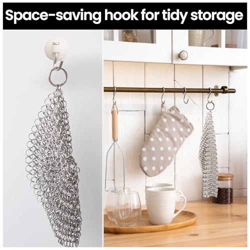 TOPULORS Cast Iron Scrubber 316 Stainless Steel Skillet Cleaner 8"x6" Chainmail Scrubber Scraper Chain Mail Link Scrub for Cast Iron Pre-Seasoned Pans, Griddles, BBQ Grills, and Pot Cookware Cleaning - size: Rectangle - 8× 6 inches