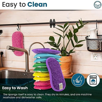 – 10 Kitchen Sponges Pack– Washable and Reusable Dishes Sponge Rubber – 6 X 3 inches - Multicolored