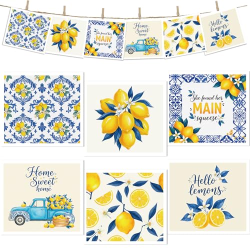 Lemons Swedish Dishcloths for Kitchen, 6 Pack Reusable Tiles Lemons Sponge Cleaning Cloths, Absorbent Dish Cloths Towels Wipes for Summer Kitchen Cooking Home Decoration Housewarming Gifts - style: Lemons