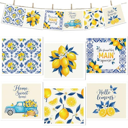 Lemons Swedish Dishcloths for Kitchen, 6 Pack Reusable Tiles Lemons Sponge Cleaning Cloths, Absorbent Dish Cloths Towels Wipes for Summer Kitchen Cooking Home Decoration Housewarming Gifts - style: Lemons