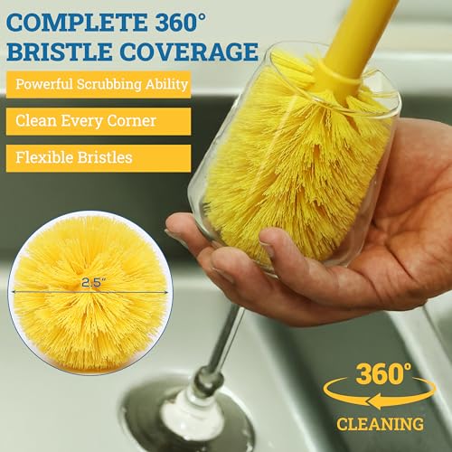 KLEEN HANDLER Goblet Cleaning Brush | Bottle Brush for Cleaning Glasses and Jars, Durable Bristles and Long Handle