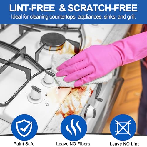 Microfiber Cleaning Cloth, 12 Pack White Cleaning Rags,12" X 11" Lint Free Dish Towels Wash Cloths, Reusable Microfiber Towels for Home and Kitchen Bathroom Apartment Cleaning Supplies - color: White, size: 12 Pack