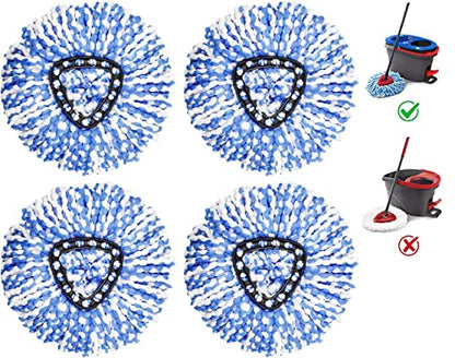 Spin Mop Replacement Head - 4 Pack RinseClean Mop Refills Compatible with O-Cedar Triangle Spin Mop, Microfiber Mop Replace Head Easy Cleaning Floor Head Mop (for 2 Tank System ONLY) - color: Blue