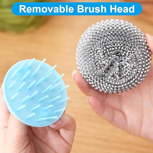 Stainless Steel Scrubbers for Kitchen and Bathroom 2 Pack, Heavy Duty Scouring Pads for Pots, Pans, Sink, Grill, Oven, Steel Wool Cleaning Pads for Dishes and Surfaces Blue