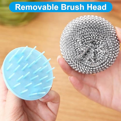 Stainless Steel Scrubbers for Kitchen and Bathroom 2 Pack, Heavy Duty Scouring Pads for Pots, Pans, Sink, Grill, Oven, Steel Wool Cleaning Pads for Dishes and Surfaces Blue