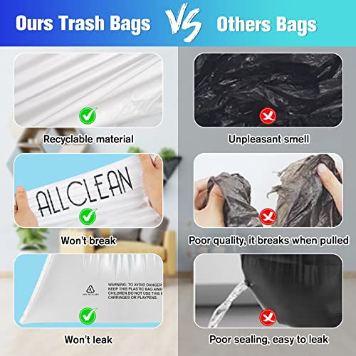 Trash Bags 10 Gallon Medium Kitchen Drawstring Bathroom Garbage Bags, Fit 8-10 Gal Bins,Extra Strong&Leak-Proof,Unscented&Recyclable Trash Can Liners for Bathroom Home Office Garden Lawn - style: 8-10 Gallon-White