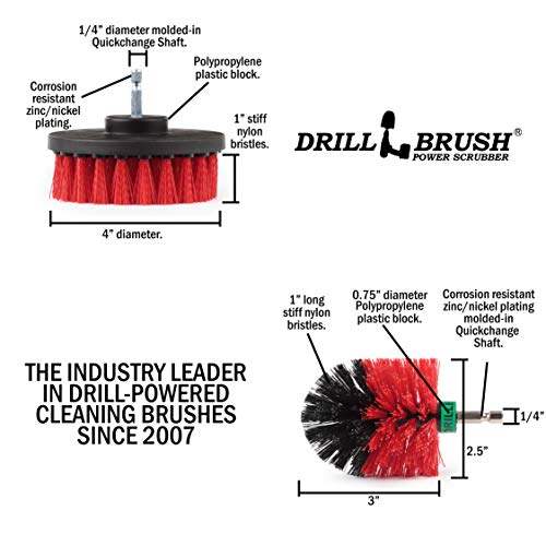 Outdoor Cleaning Supplies - Stiff Bristle Outdoor Power Scrubber - Concrete and Brick Stain Remover - Concrete Pools Cleaning Kits- Heavy Duty Deck and Patio Scrubbing Brushes - Stiff Bristle Brush - color: Red