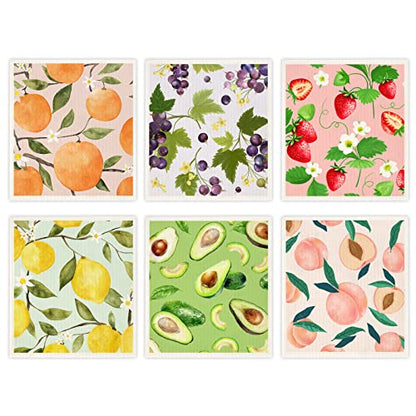 Mixed Fruit Swedish Kitchen Dishcloths Reusable Dish Towels Absorbent and Fast Dry Cleaning Cloths for Kitchen Cleaning Wipes 6 Pieces - color: Fruit