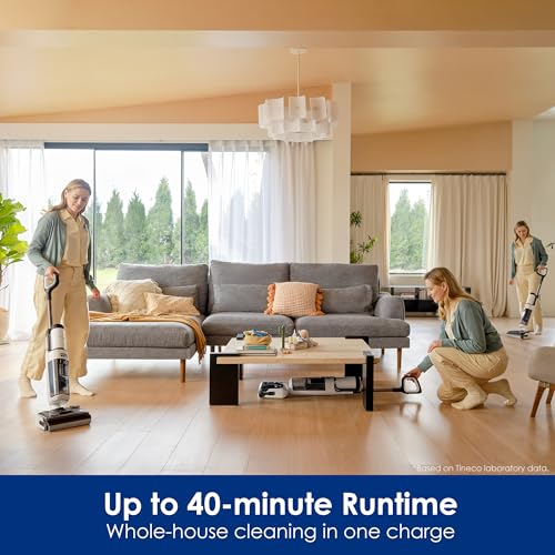 Tineco Floor ONE Stretch S6 Cordless Wet Dry Vacuum Cleaner, 180°Lay-Flat Smart Vacuum Mop, 40 Minutes Long Runtime 158℉ Flashdry Self-Cleaning, Dual-Sided Edge Cleaning Lightweight Floor Cleaner - style: Floor ONE Stretch S6