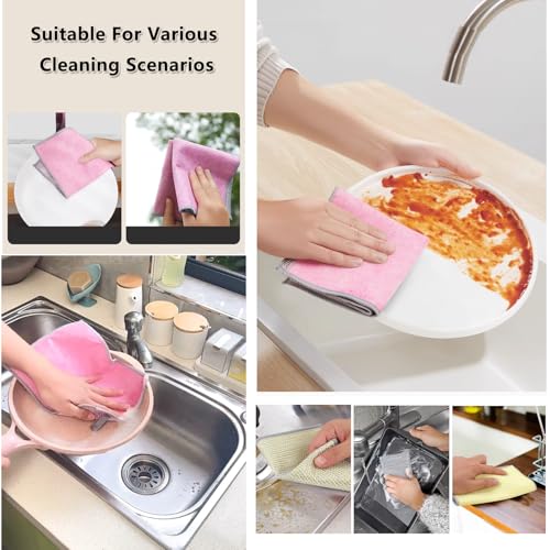 New Upgrade Multipurpose Non Scratch Wire Dishcloth, Soft Wire Dishwashing Rag Safe for Non-Stick Cookware, Scrubs & Cleans for Dishes, Sinks, Counters, Easy Rinsing (10Pcs)