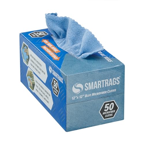 Arkwright Smart Rags Microfiber Cleaning Cloths, Pack of 50 in a Box, Lint Free 180 GSM Reusable Towels for Auto, Office and Household Cleaning, 12 x 12 in, Blue - color: Blue, size: 12 x 12 in