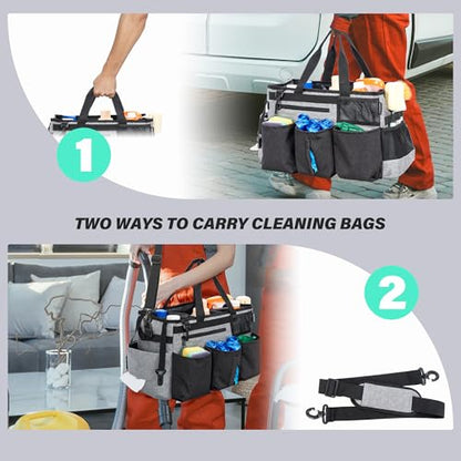 IBVIVIC Wearable Cleaning Caddy Bag for Cleaning Supplies,Large Capacity Cleaning Organizer Grey - color: Grey