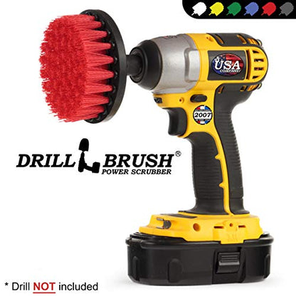 Outdoor Cleaning Tools - Patio Scrub Brush - Outdoor Deck Scrubber Brush - Bird Bath Cleaning Tool - Fountain Cleaning Brush - Garden Statues Cleaning Tools - Concrete Stain Cleaner - House Siding - color: Red
