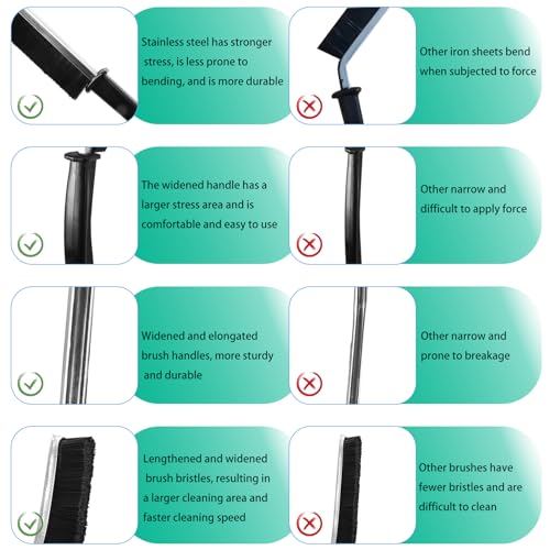 OKOM Multifunctional Stainless Steel Crevice Cleaning Brush - Hard Bristles for Kitchen & Bath Gap Cleaning