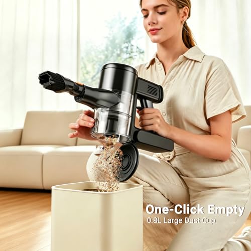 HOLOGO Cordless Vacuum Cleaner,40 Mins Runtime Lightweight Stick Vacuum Cordless,Self-Standing,Powerful Suction, Anti-Tangle Brush,Rechargeable Battery Vacuum for Carpet,Pet Hair,Hardwood Floor.