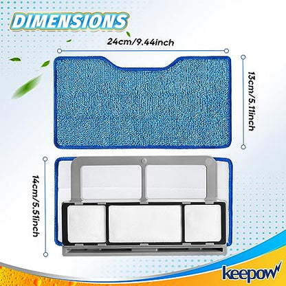 KEEPOW Reusable Mop Replacement Pads Compatible with Shark Vac Mop VM252 VM200 VM401 VM180 VM252GN VC205 VM250, Vacuum Mop Pads Refills for Hardwood Floor with Upgraded Dirt Chamber, Blue, 6+4+2 Pack - color: 6+4+2 Pack(blue)