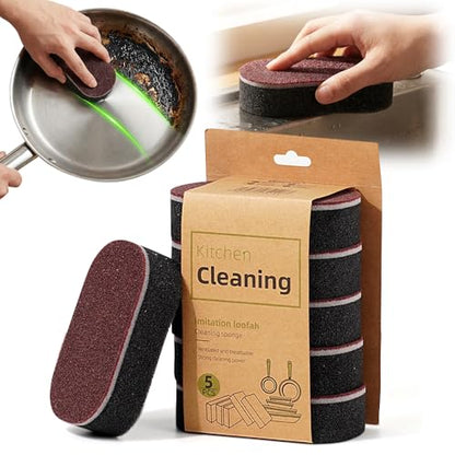 Cleaning Sponges Eraser - Emery Scrub Sponge for Pots & Pans, Heavy Duty Rust & Stain Remover, High-Density Oil-Absorbing Sponge for Kitchen, Dish, Sink & Cookware Cleaning - color: 5pcs