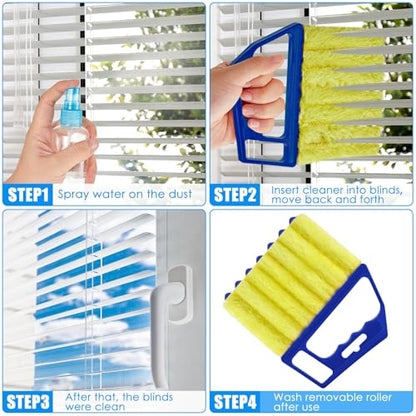 Geiserailie 2 Pcs Window Venetian Blind Cleaner Duster Tool Washable 7 Fingers Dusting Cleaner and Air Vent Shutter Brush Blinds Air Conditioner Fan Duster Dirt Housekeeping Tool (Orange Blue) - color: Orange Blue