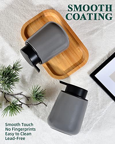 BosilunLife Grey Lotion Dispenser - Modern Ceramic Soap Dispenser Bathroom 12 oz Bottles Lotion Hand Pump Dispenser Black Pump Dish Liquid Dispenser for Kitchen Hand Wash Dispenser - color: Matte Grey