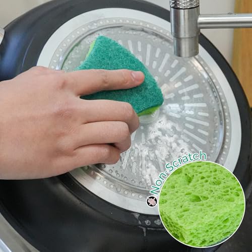 6-Pack Non-Scratch Kitchen Sponges – Durable Dish Sponges for Dishes, Pots, and Pans, Perfect for Cleaning Stainless Steel, Dishwashing, and More, Green - color: Green