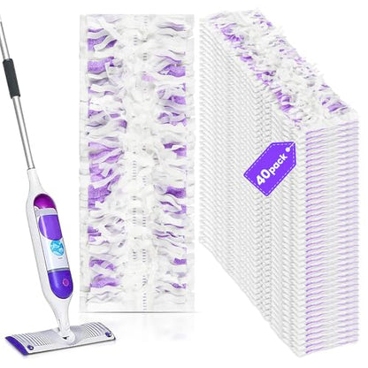 Pure Realm 40 Cout Power Mop Pads Refills for Powermop , Multi-Surface Disposablen swiffer Power Mop Pads，Unscented Spray Cleaning Repalcement Pads Refill - color: Purple 40 Mop Pads