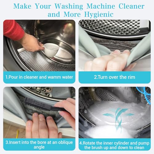 Washing Machine Cleaning Brush Kits Front Load Washer Scrub Cleaner Tools Accessories for Tight Spaces and Washing Machine Rubber Seals Tight Spaces and Washer Rubber Seal 6pcs