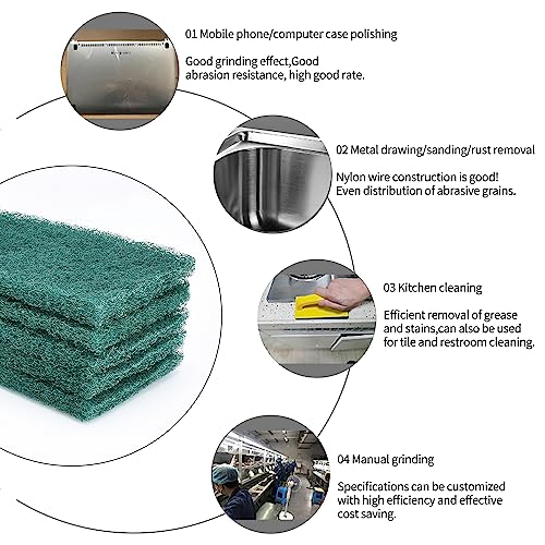 Green Scuff Pads - 10Pcs Scotch Brite - Very Fine Grade Hand Pads General Purpose Sanding Hand Pads 200 x 125mm/8" x 5" - color: 10 Green