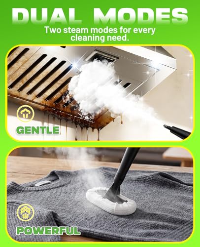 POPCHOSE Steam Cleaner with Detergent Dispenser, 15s Heat-Up Handheld Steam Cleaner for Home, 500ml Removable Water Tank, Lightweight Portable Steamer for Cleaning Grout, Windows, Kitchen, Easy Refill - color: White