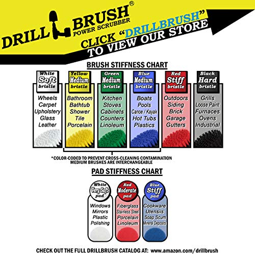 Drillbrush - Drill Brush Kit - Rotary Drill Brush Cordless Scrubber - Deck Scrub Brush - Scrub Brush Kit - Concrete Cleaner Brush - Marble Brush - Brick Cleaner - Stone Cleaning - Ceramic Tile Cleaner - color: Red