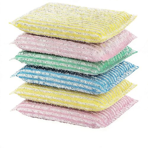 Non-Scratch Kitchen Cleaning Scrub Pads - 6 Pack Random Color, 12.5x8.5 cm Gentle Scrubbers for Non-Stick Cookware Dishes FORUMALL (6 Pcs)