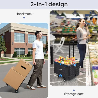 KEDSUM 2 in 1 Rolling Cart with Durable Removable Crate, 290 LBS/70L Capacity Collapsible Rolling Crate with Lid for School, Craft, Office & Garden, on 4 Rotate Wheels - style: Teacher Cart