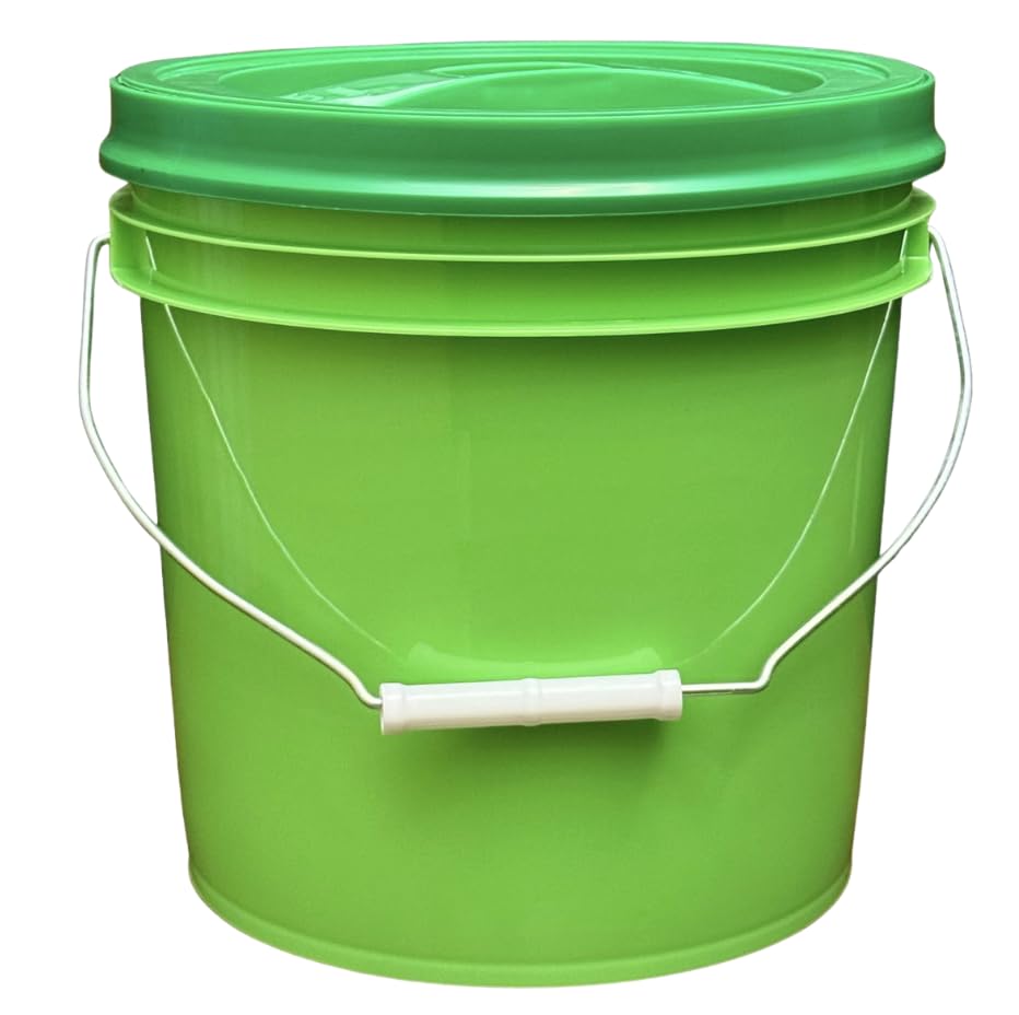House Naturals 2 Gallon Food Grade - BPA Free Made in USA Buckets Lime Color pails with Screw On Gasket Lids (1, Lime - Green lids) - color: Lime - Green Lids