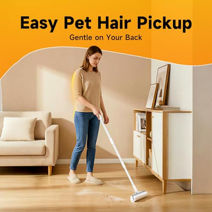 Large Floor Lint Roller with Extendable Long Handle, 9.45" Extra Wide Sticky Roller, 400 Sheets with 3 Refills, Heavy Duty Pet Hair Remover for Floor, Carpet, Couch & Hard-to-Reach Areas - size: 4 Pack Floor Roller