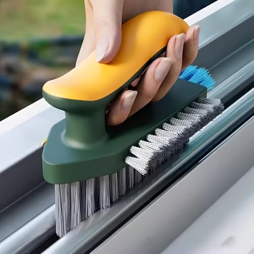 Multi-Functional Window Track Cleaning Brush, 3-in-1 Groove Cleaner Tool for Sliding Door, Kitchen, and Bathroom Surfaces - color: Green