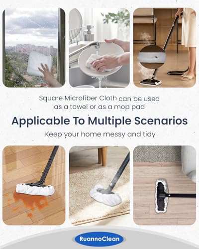 Large Rectangle Bonntes & Square Microfiber Cleaning Cloth Compatible with Dupray Steam Cleaner, Reusable Steam Mop Pads Microfiber Bonnet Steam Cleaning Cloth -3+3 Pack - color: White Bonnets*3+cloth*3