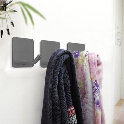 FOTYRIG Adhesive Towel Hooks Stick on Towel Hanger Wall Hooks Waterproof Stainless Steel Sticky Hooks for Hanging Bathroom Kitchen Home Grey -4 Packs - color: Gray
