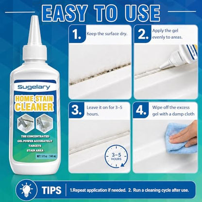 Sugelary Mold Stain Cleaner, 5 fl oz Mold Stain Cleaner Gel for Washing Machine, Home Stain Cleaning Gel for Fridge, Tile, Grout, Sink and Bathroom Use - size: 5 Fl Oz (Pack of 1)
